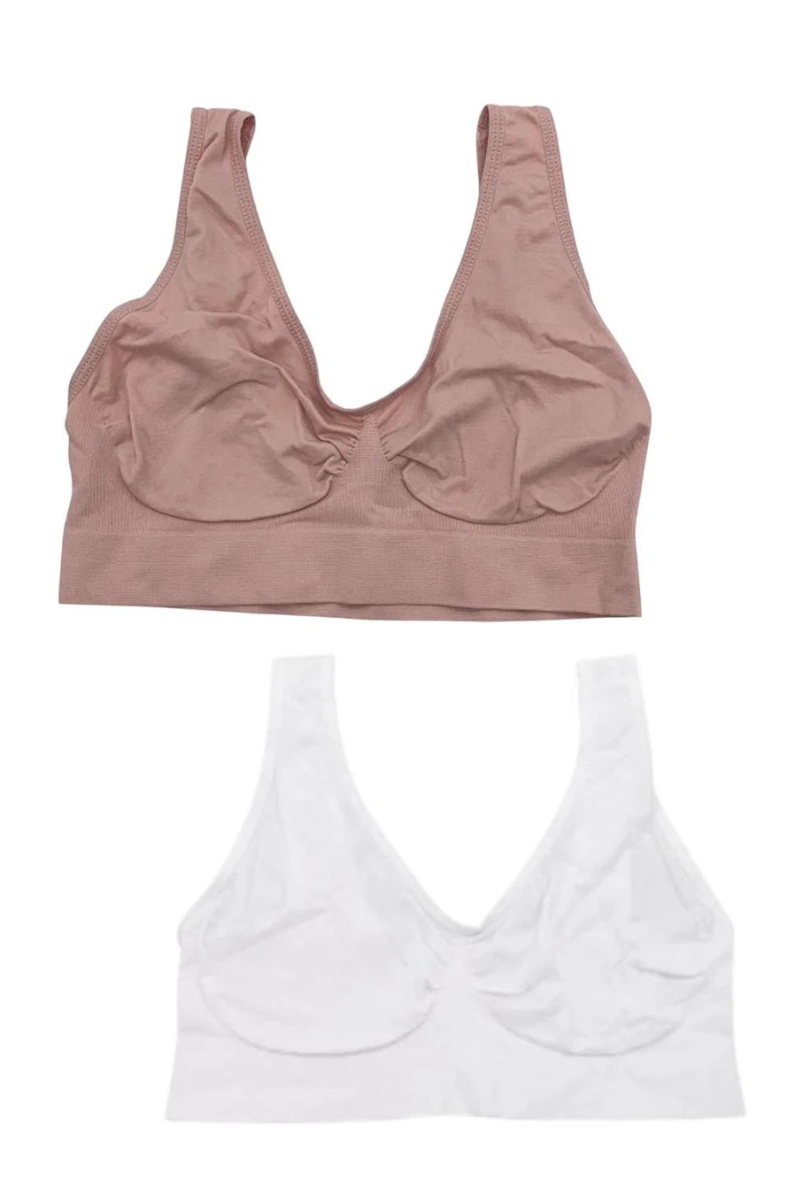 Rhonda Shear 2-pack Original Ahh Bra White/Pink -